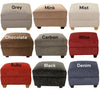 Selection of Oxford footstools in Grey, Mink, Mist, Chocolate, Carbon, Wine, Ruby, Black, Denim 