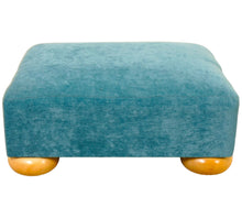  Low half classic footstool in Teal With light wood round feet 