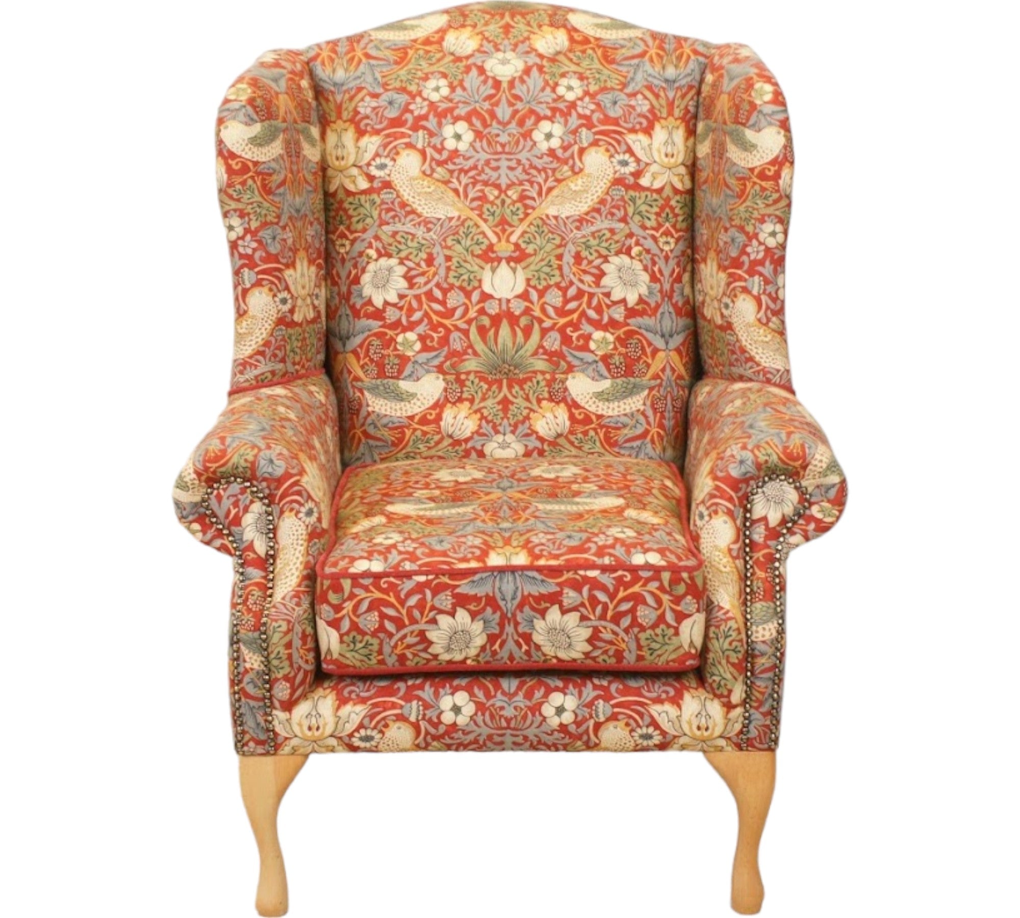 Cambridge Wing Chair in William Morris Strawberry Thief – New