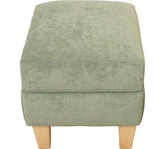Jade Tall Oxford footstool in Chenille Velvet (H40cm) with light wood feet