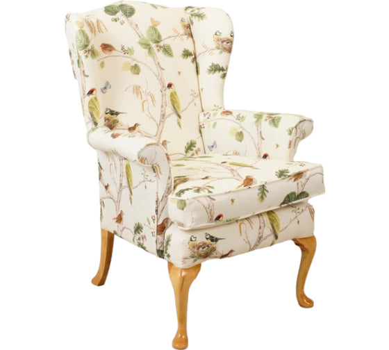 Refurbished Wing Chair Parker Knoll in Woodland chorus Multi/Linen