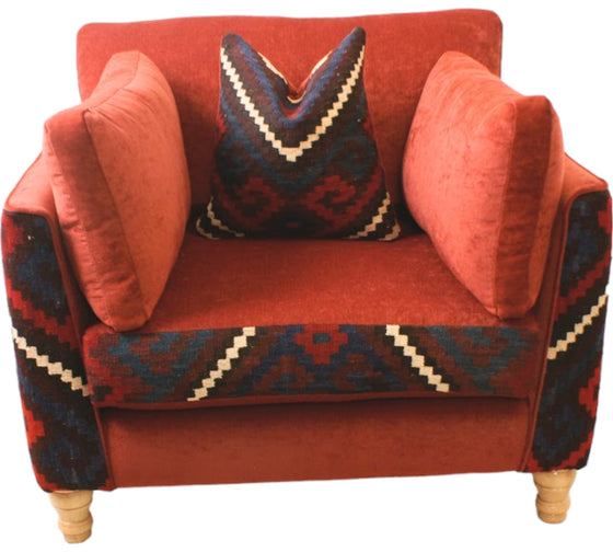 Exclusive Afghan Manchester Sofa, Chair & Glass inlay footstool
