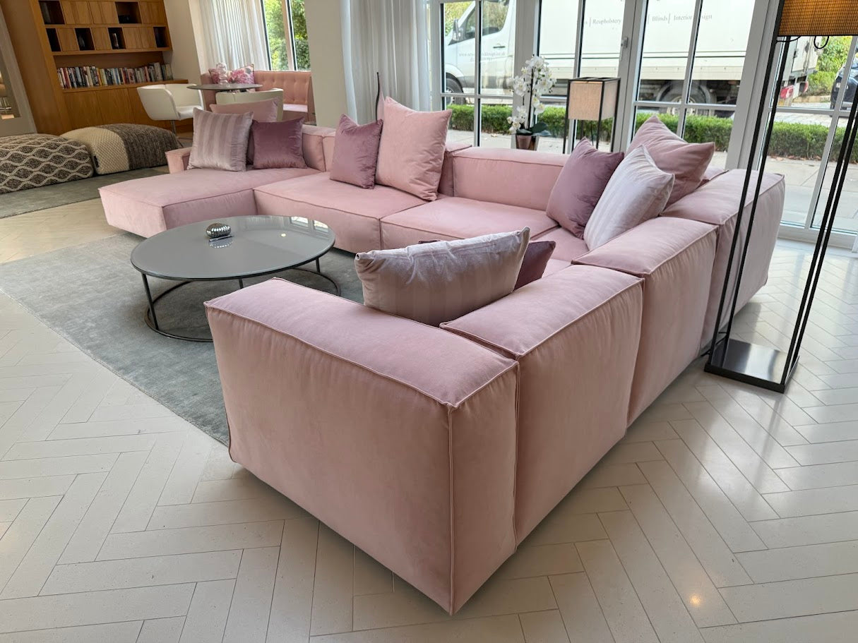 Large Italian Modular Sofa in Notting hill blush fabric