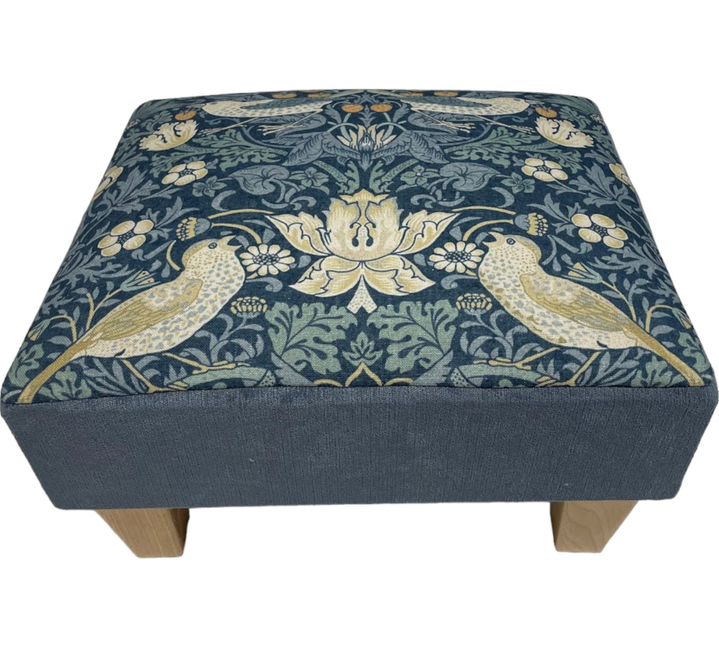 Half Classic Footstool in Morris & Co Strawberry thief