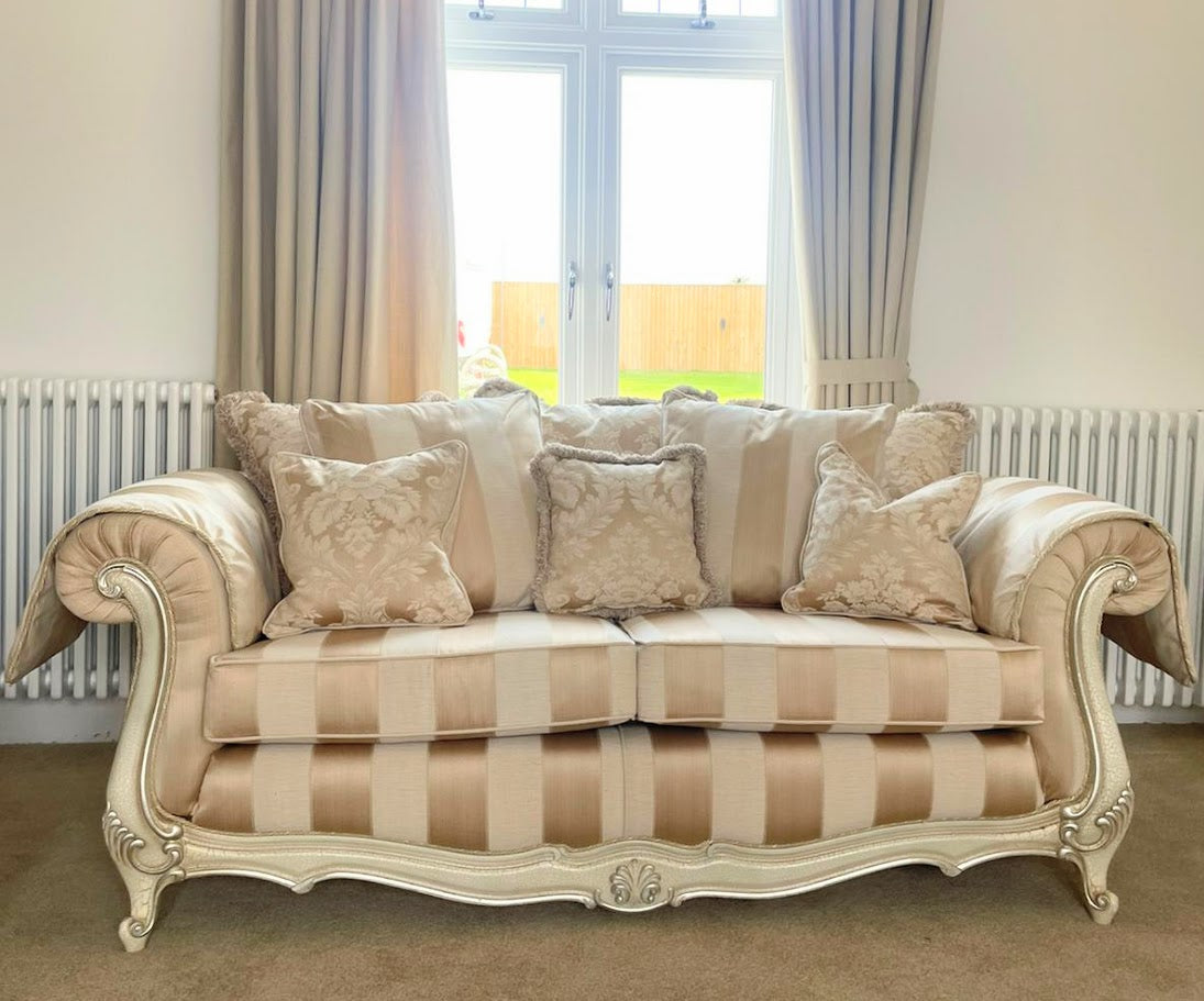 Gascoigne Sofa and Chair in Markham house stripe and demask