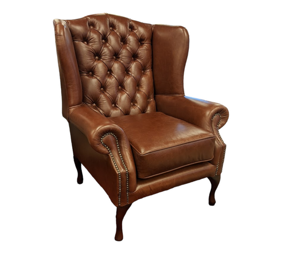 Ex Display Cambridge Wing chair in Brown Leather