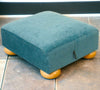 Low half classic footstool in Teal With light wood round feet