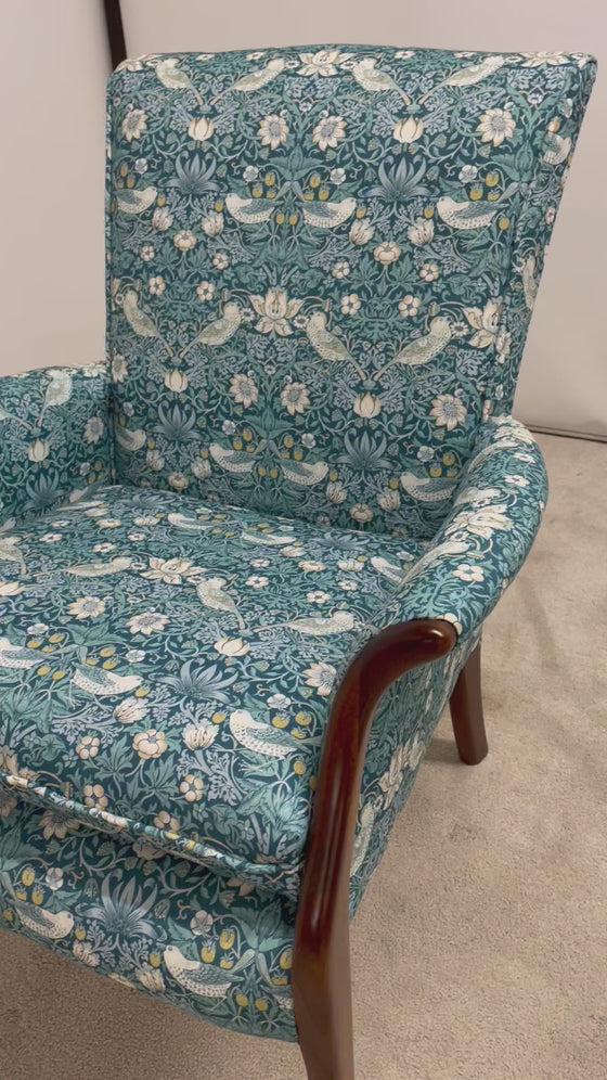 Vintage Froxfield Chair Parker Knoll Refurbished Teal Strawberry Thief