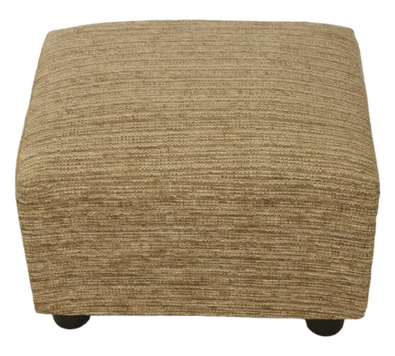 Cocoa fleck chenille footstool with a black bun foot