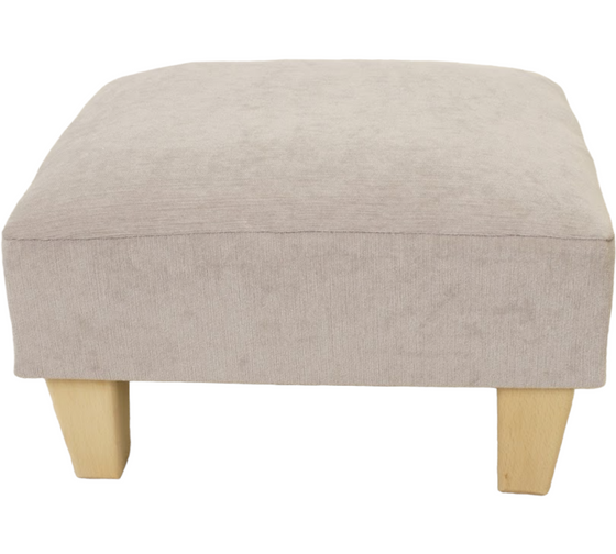 Cloud Half Classic footstool in velvet chenille with Light wood feet