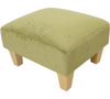 Sage Half Classic footstool in velvet chenille with light wood feet