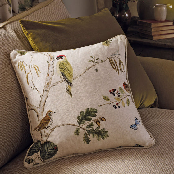 Woodland Chorus in Multi Linen Scatter Cushion