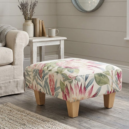 Half Classic in Sanderson Pink King Protea Footstool