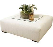  Large Block Ottoman/Footstool in Cleanable Linen Fabric