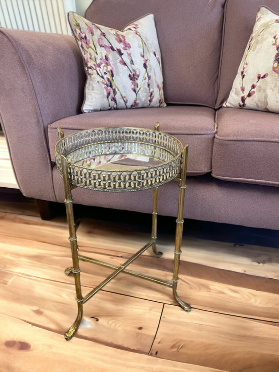 Small Gold Distressed round side table