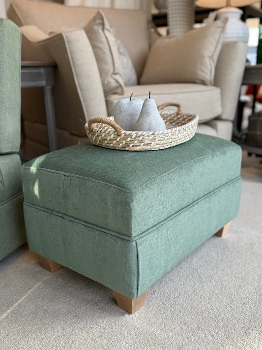 Oxford Medium Footstool in Chenille Velvet