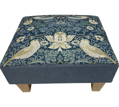 Half Classic Footstool in Morris & Co Strawberry thief