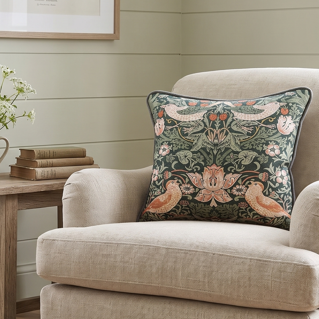 William Morris At Home x Strawberry Thief Nettle Scatter cushion