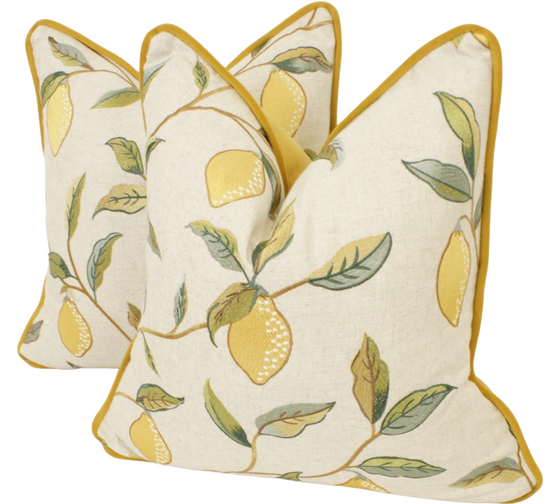 Lemon Tree Embroidered Scatter Cushion