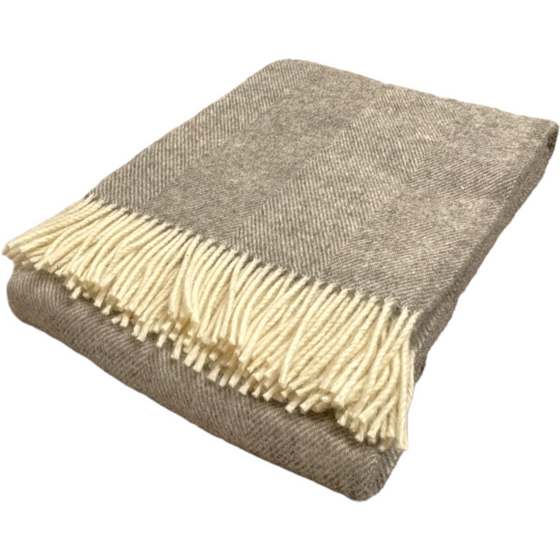Natural Herringbone Wool Throw/Blanket