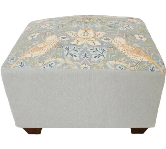 Classic footstool in Morris & co Strawberry Thief