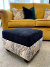 Oxford footstool in Morris & Co Ancanthus - New England Sofa Design